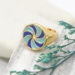 Blue Pinwheel Y2K Ring
